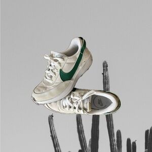 Nike Waffle Debut White and Green Sneakers